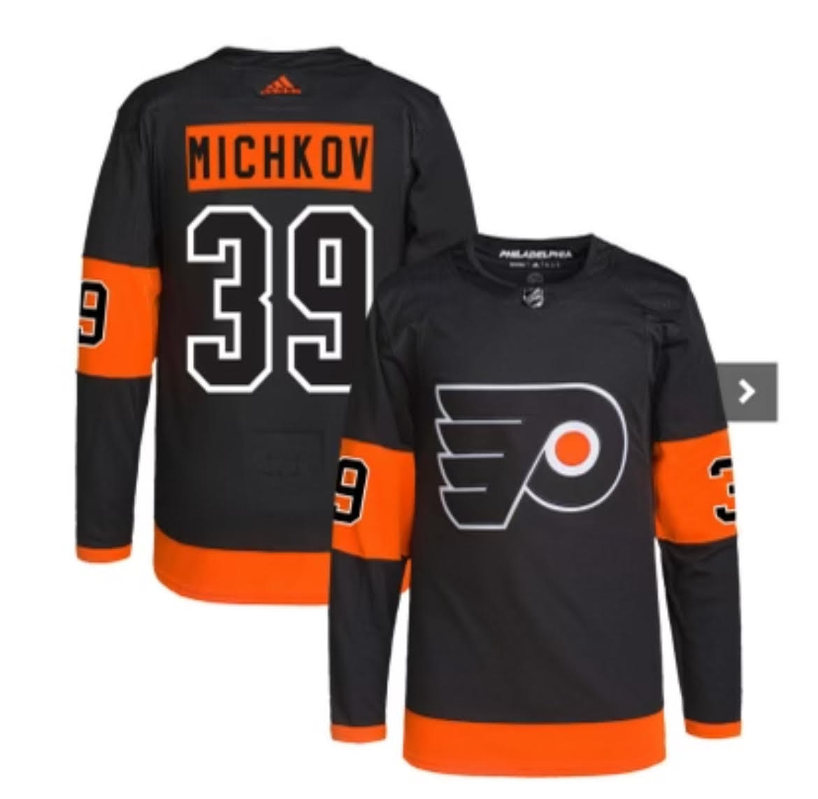 Men Philadelphia Flyers #39 Michkov Black adidas Custom 2024 NHL Jersey